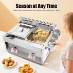 Double friteuse � gaz avec 2 paniers, friteuse au propane en acier inoxydable, plage de temp�rature 50 ...