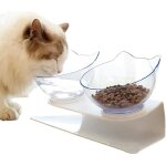 Double gamelle pour chat avec support sur�lev�, gamelle pour chat domestique, mangeoire � 15 �, inclin�e ...