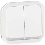 Commande double interrupteur ou poussoir lumineux plexo composable blanc (069626l)