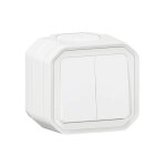 Plexo interrupteur double va et vient ou bouton poussoir saillie complet �tanche blanc ip55 - 069755l ...