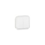 Commande double interrupteur ou poussoir plexo composable blanc (069625l)