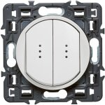 Double interrupteur tmoin (voyant fourni) cliane soft - 10a - blanc - legrand
