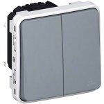 Double interrupteur va et vient tanche 10a saillie ip55  composer - plexo - gris legrand