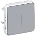 Double interrupteur va et vient tanche 10a saillie ip55  composer - plexo - gris legrand