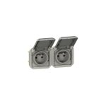 Prise de courant 2x2p + t horizontale plexo composable gris (069562l)
