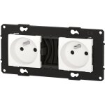 Bticino - double prise de courant pr�c�bl�e alt�ge 16a bornes automatiques - finition neige