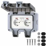 Dcknty - double prise tanche avec interrupteur indpendant, prise lectrique extrieure ip66 avec capot ...