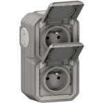 Double prise �tanche pr�c�bl�e avec volet plexo 16a 250v vertical legrand