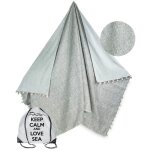 Double serviette de plage kikoy boy grey en coton et Éponge avec keep backpack Double serviette de plage kikoy boy grey en coton et Éponge avec keep backpack