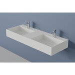 Bernstein - double vasque murale en fonte min�rale twg231 - blanc mat - largeur s�lectionnable 122 cm ...