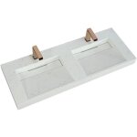Vente - unique - double vasque suspendue en solid surface effet marbre blanc - kodiak - l120. 2 x l45. ...