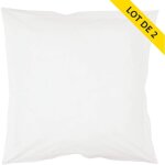 Douceur d'int�rieur - lot de 2 taies oreiller volant plat 63x63 coton 57 fils blanche