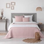 Douceur d'intrieur - chemin de lit matelasse 80 x 180 cm microfibre bicolore mellow chic rose / blanc ...