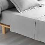 Douceur d'intrieur - drap plat 1 personne 180 x 290 cm percale uni 78 fils percaline + p. bourdon gris ...