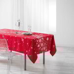 Douceur d'int�rieur - nappe rectangle 'constellation' � motifs de flocons m�tallis�s - rouge - 150 x ...