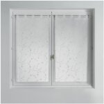 Douceur d'int�rieur - paire droite passants 2 x 60 x 120 cm voile sable brode petite fleur blanc / blanc ...