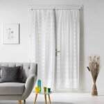 Douceur d'intrieur - paire droite passe tringle 2 x 70 x 200 cm voile sable candide blanc