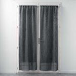 Douceur d'intrieur - paire droite passe tringle 2x70x200 cm voile sable applique filiane anthracite