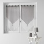 Douceur d'intrieur - paire pompon passants 2 x 60 x 120 cm voile bicolore duo blanc / gris