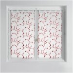 Douceur d'int�rieur - paire de voilage � passants - brod� - 60 x 120 cm - petites fleurs - blanc et rouge ...