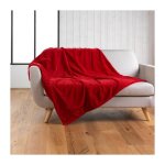 Douceur d'int�rieur - plaid 180x220 cm - imitation fourrure - rouge