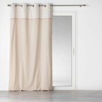 Douceur d'int�rieur - rideau � oeillets 140 x 280 cm polycoton + jute imprim�e bahina ecru - blanc