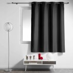 Douceur d'intérieur - rideau à ?illets petite hauteur 140 x 180 cm ? polyester uni essentiel ? noir Douceur d'intérieur - rideau à ?illets petite hauteur 140 x 180 cm ? polyester uni essentiel ? noir