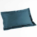 Taie d'oreiller volant plat 50 x 70 cm uni 57 fils lina + point bourdon bleu nuit