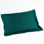 Taie d'oreiller volant plat 50 x 70 cm uni 57 fils lina + point bourdon petrole