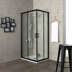 Douche angle carr avec profil noir opaque 80x80x190 cm city