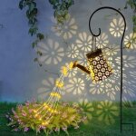 Douche de jardin solaire avec arrosoir et led toile, cascade ferique d'extrieur avec support pour ...