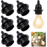 Douille  ampoule pour culot e27, noir , style ancien avec bague de fixation pour abat jour(6 articles) ...