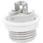Douille c�ramique e27 avec anneau abat - jour aluminium blanc, filetage complet, compatible led / plafonniers ...