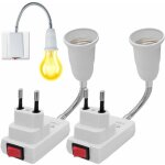 Douille e27 avec interrupteur sans fil, 2 pi�ces 360 degr�s r�glable support ampoule e27, adaptateur ...