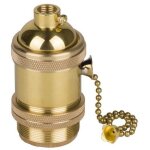 Douille e27 vintage avec pied et interrupteur � tirette en cuivre et laiton. douille en cuivre pur, douille ...