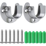 Douilles de poteau de penderie en acier inoxydable, 2pcs extr�mit� de tige de penderie robuste soutient ...