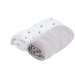 Doux nid - lot de 2 draps housse blanc pois / perle 70x140 cm