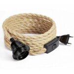 Dpzo - 4. 5m cble lectrique en lin 2 conducteurs, avec e27 douille et interrupteur, pour diy lampe(sans ...