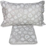 Draps complets miros c?ur blanc en pur coton style tyrolien un carr�