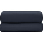 Drap - housse 140 x 190 cm ? satin de coton 120 fils / cm� ? bleu velours ? bonnet 30 cm