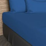 Drap housse 90x190 cm en coton 57 fils soleil d'ocre bleu marine