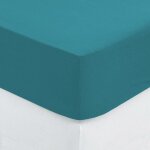 Atmosphera - drap - housse en coton bleu - vert avec hauteur de surmatelas de 30 cm, dimensions 160x200 ...