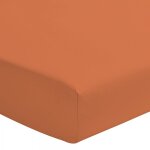 Couettes et cetera - drap housse percale de coton orange 140x190 cm bonnet 30 cm