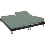 Drap housse pour lit articul 2x80x200 vert de gris 100% coton terre de nuit