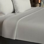 Drap plat en coton 57 fils 240x290 cm uni lin, par soleil d'ocre