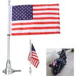 Vurahome - drapeau de moto american usa flag flagpole luggage rack mount pour harley argent