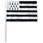 Petit drapeau breton - 30x45cm - manche en bois - tissus - bretagne