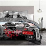 Home linge passion - parure de couette 3 pieces coton 57 fils 220x240 cm - dream in paris