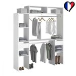 Dressing blanc extensible avec 2 penderies, 4 étagères et 2 tiroirs elysee Dressing blanc extensible avec 2 penderies, 4 étagères et 2 tiroirs elysee