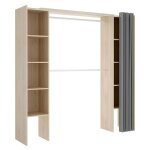 Mobimarket - dressing extensible dorian avec rideau - l110 / 180 cm - coloris : chne et gris